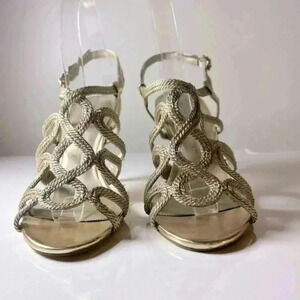 Adrianna Papell Womens Healed Dress Strap Shoe Gold Size